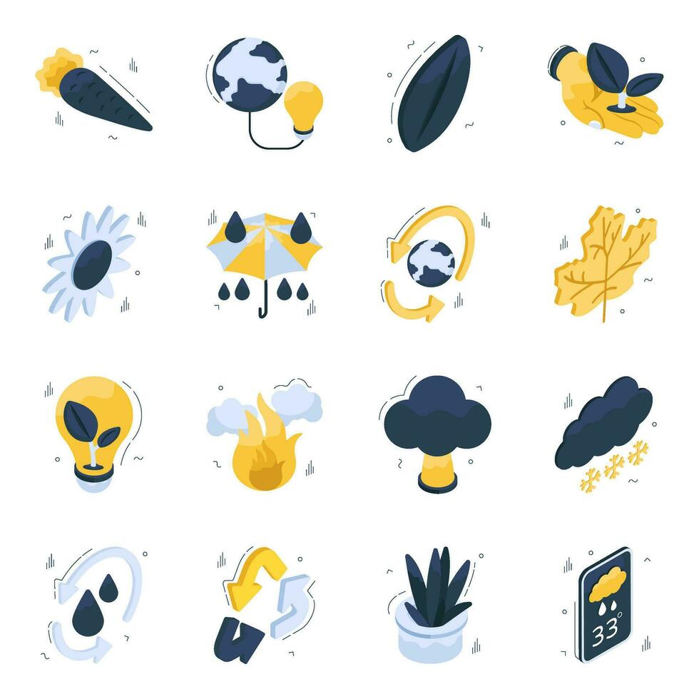 Set of Ecology Isometric Icons vector