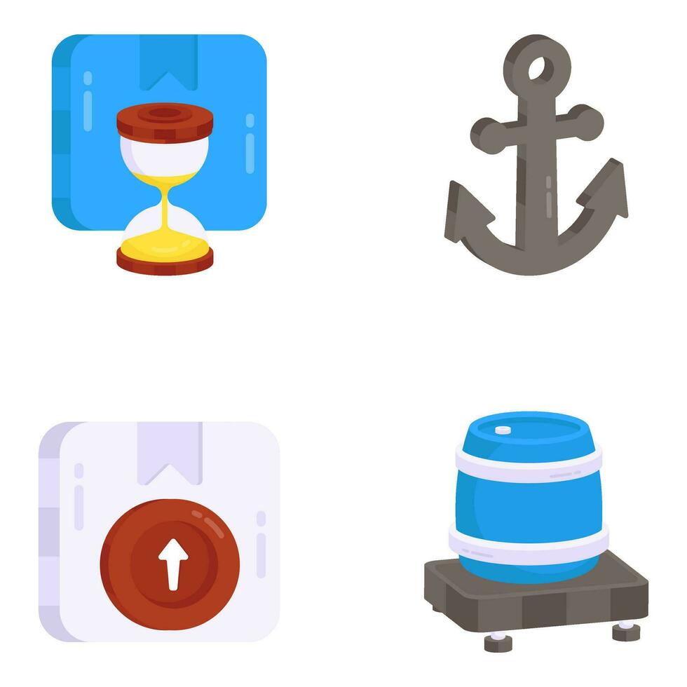 Pack of Logistic and Freight Flat Icons vector