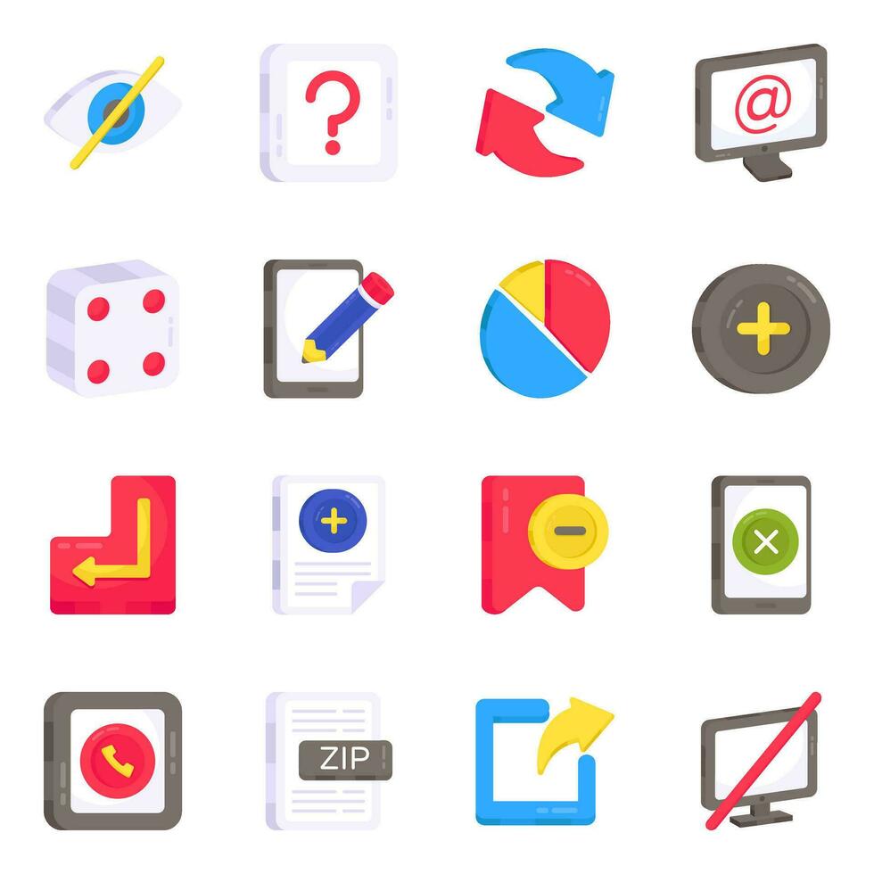 Pack of Flat Icons vector