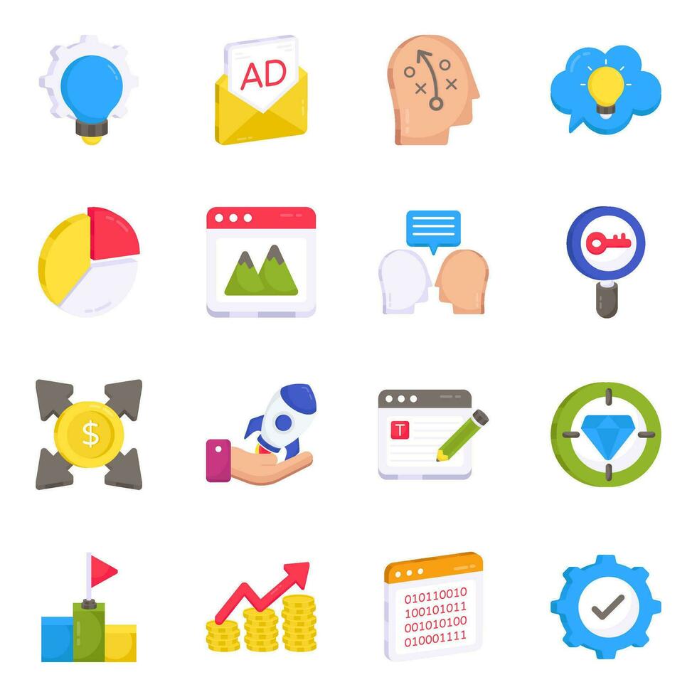 Pack of Web and Analytics Flat Icons vector