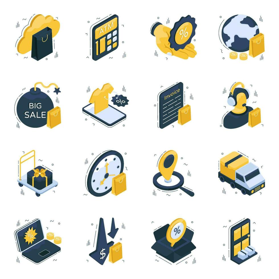 Set of Buying Isometric Icons vector