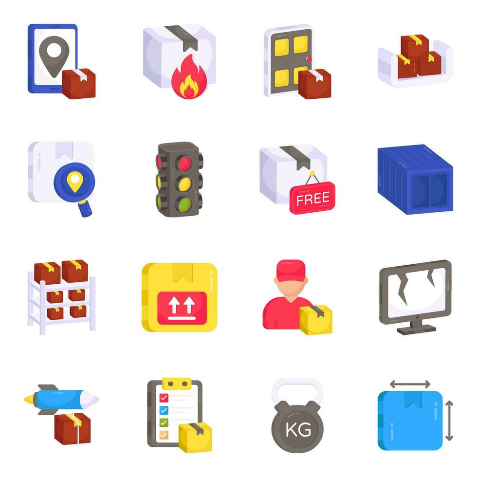 Pack of Logistic Flat Icons vector