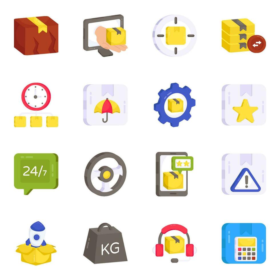 Pack of Logistic and Shipment Flat Icons vector