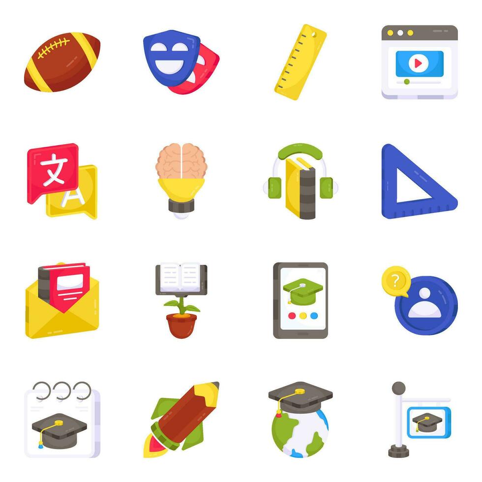 Pack of Learning Flat Icons vector