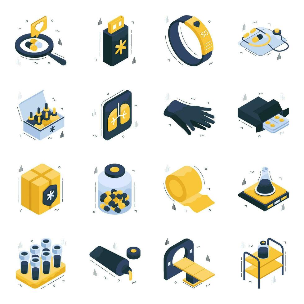 Pack of Healthcare and Pharmacy Flat Icons vector