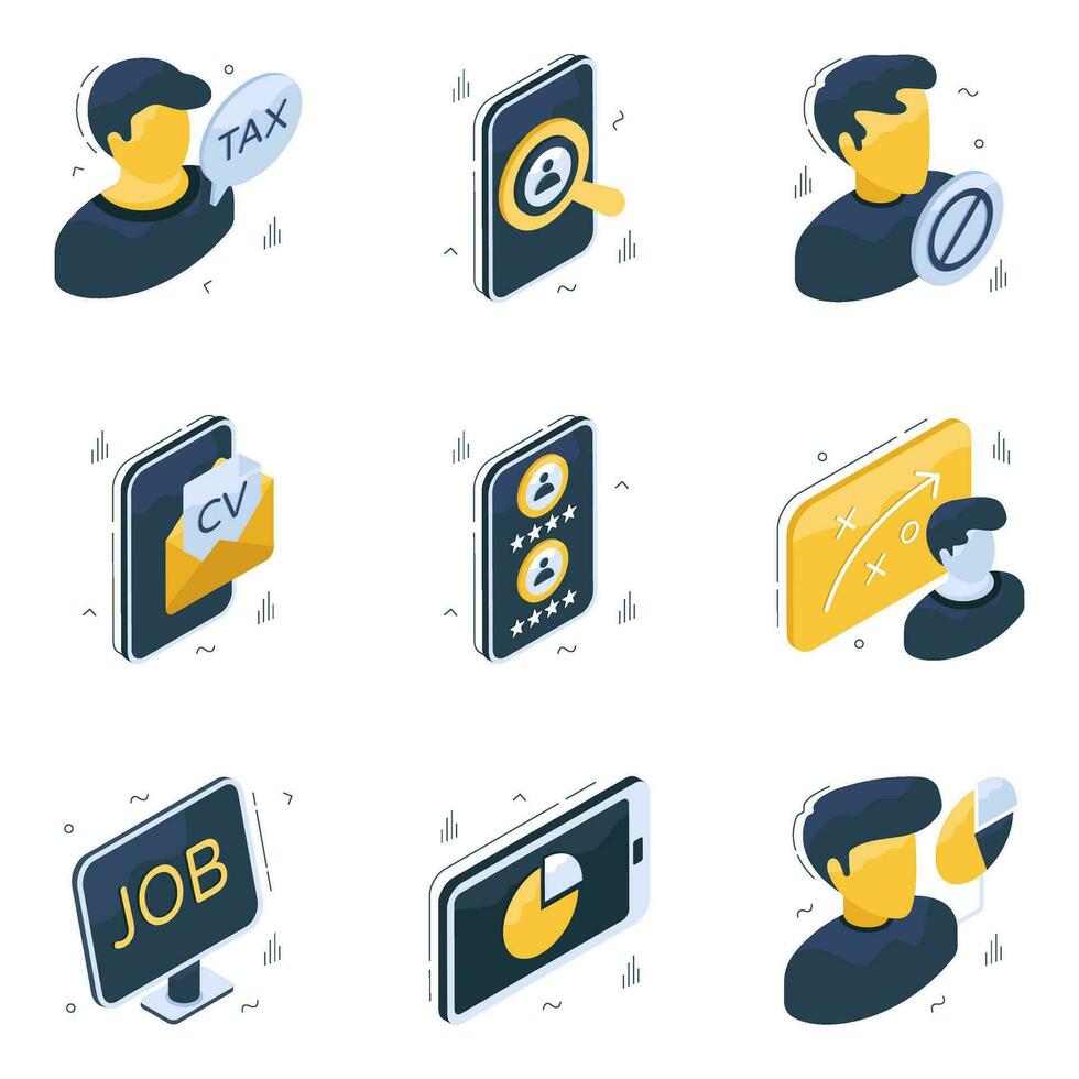 Pack of Hr Development Isometric Icons vector