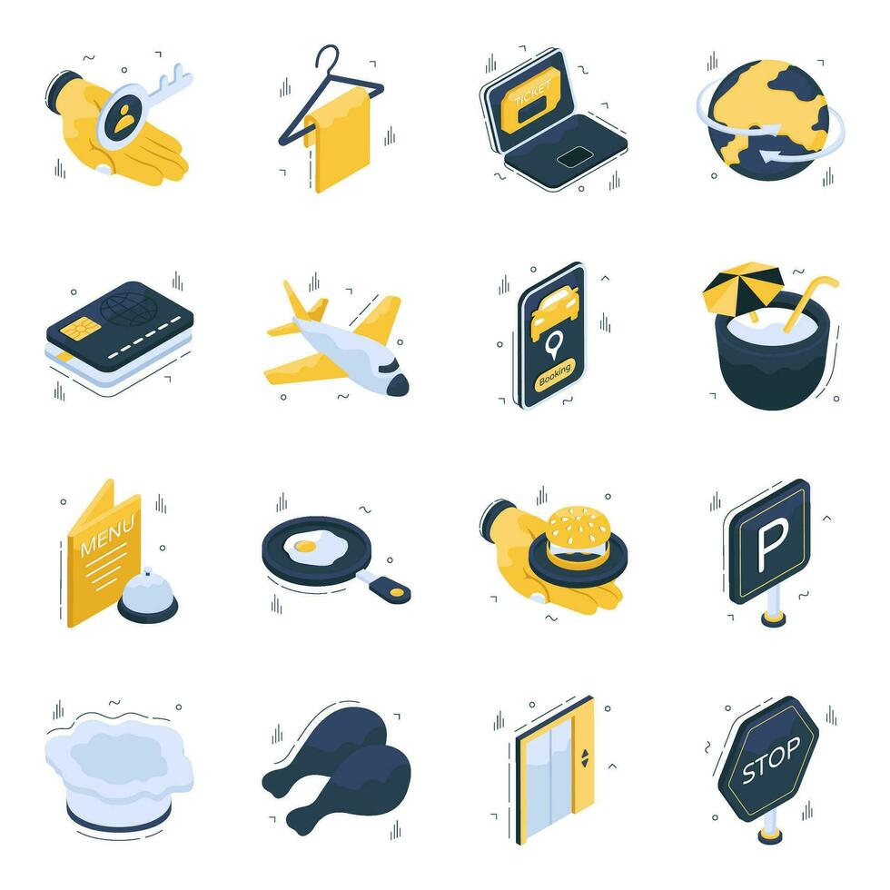 Set of Tour Isometric Icons vector