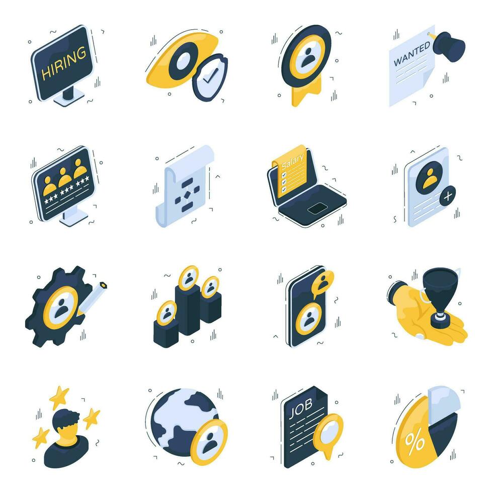 Pack of Human Resources Isometric Icons vector