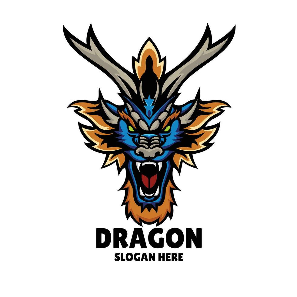 Ilustración de diseño de logotipo de mascota de dragón vector