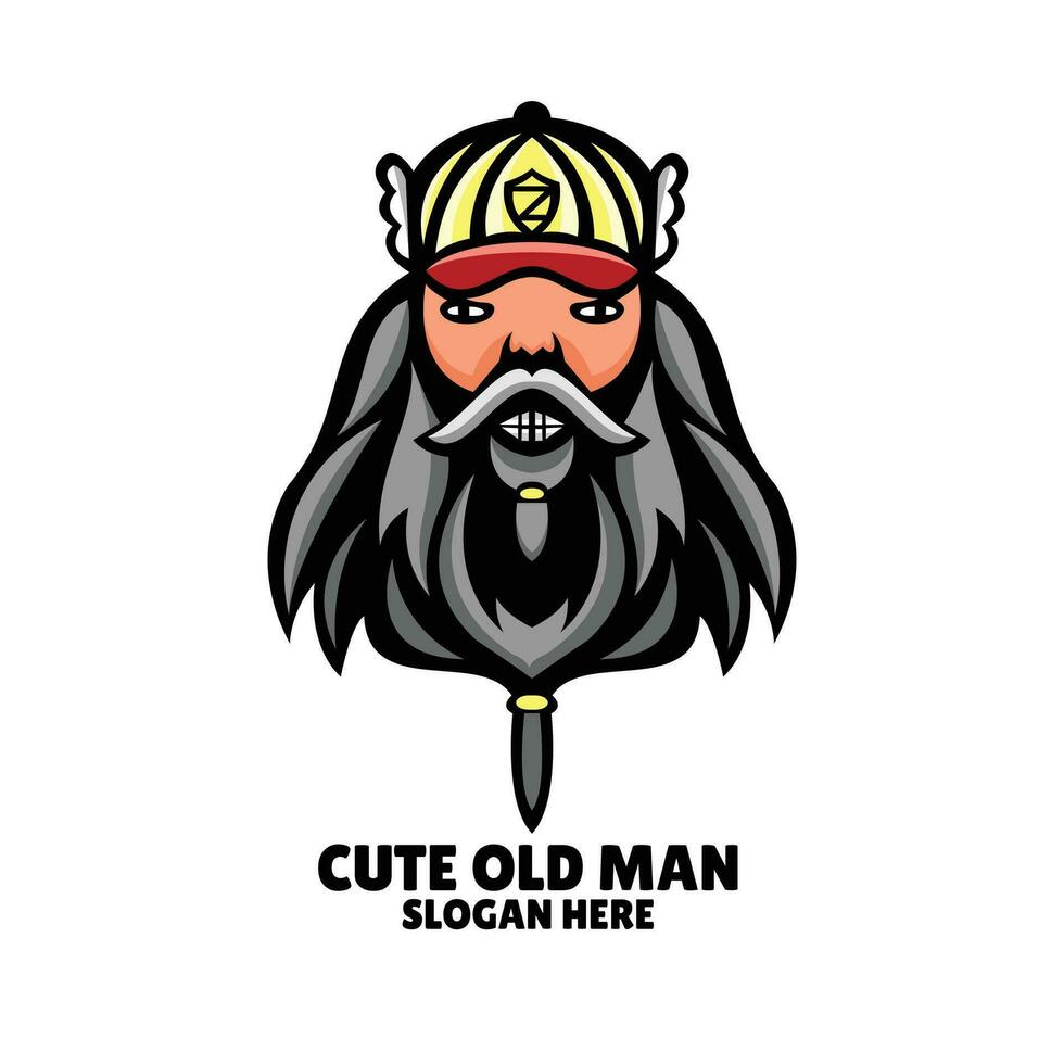 cute old man mascot logo design illustration vector