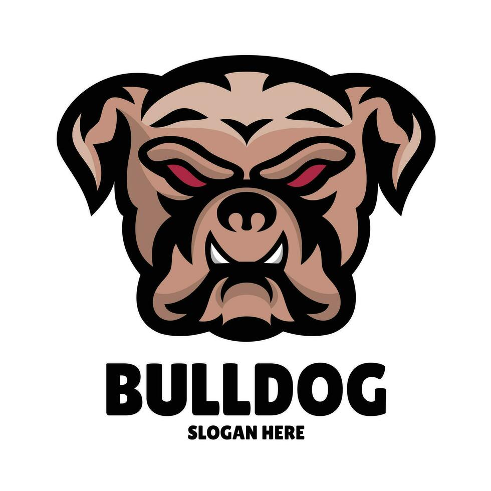 buldog mascota logo diseño ilustración vector