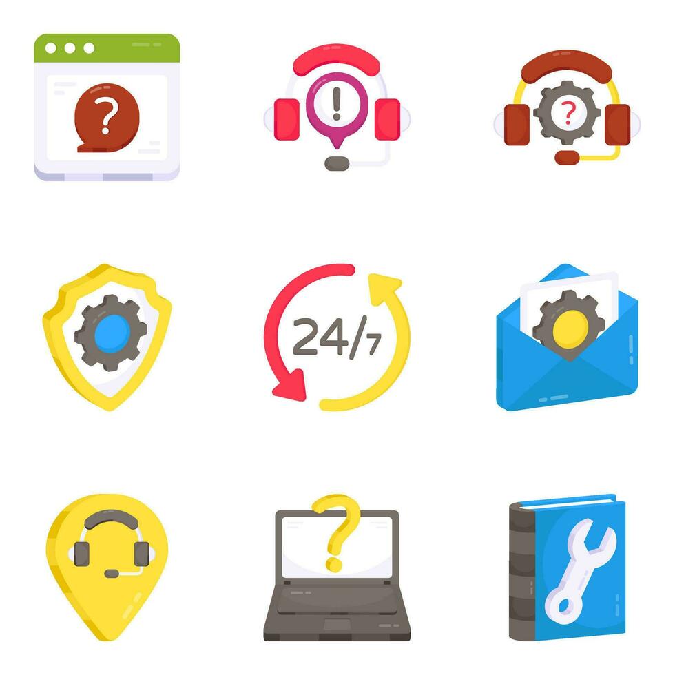 Pack of Customer Hotline Flat Icons vector