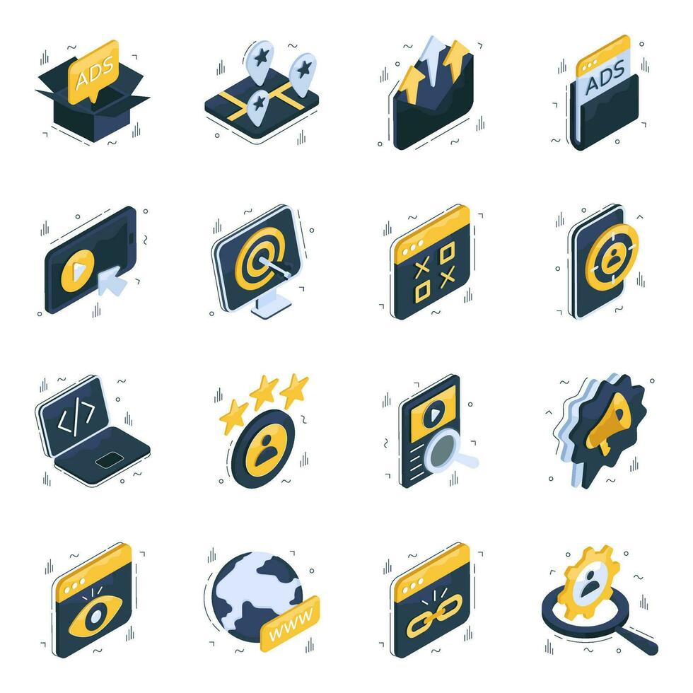 Set of Campaign Isometric Icons vector