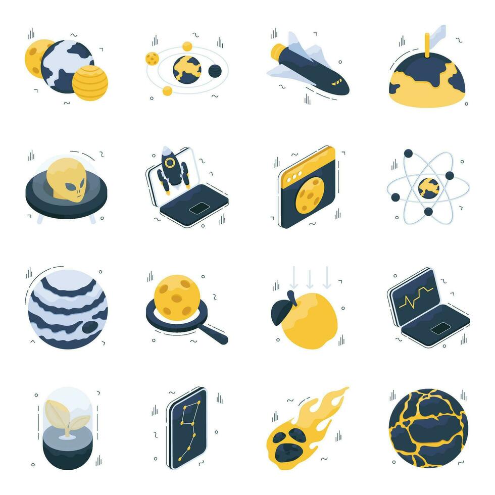 Pack of Astronomy Isometric Icons vector