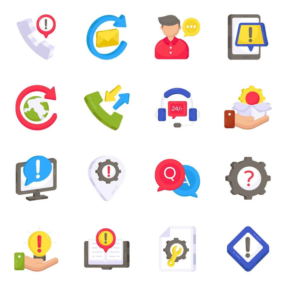 paquete de iconos planos de servicio al cliente vector