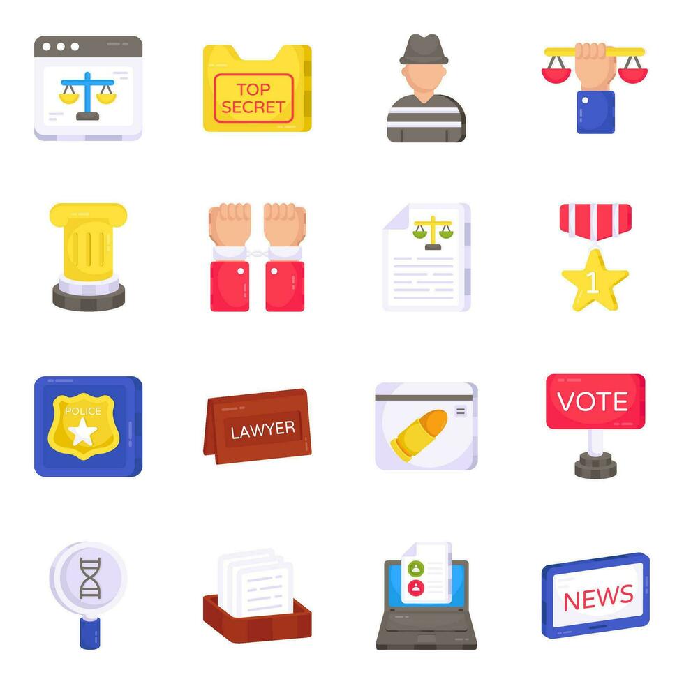 Pack of Fairness Flat Icons vector
