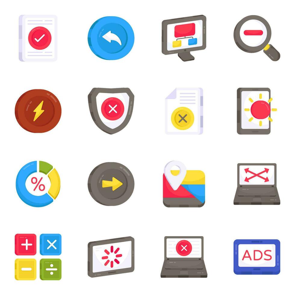Pack of Ui and Ux Flat Icons vector