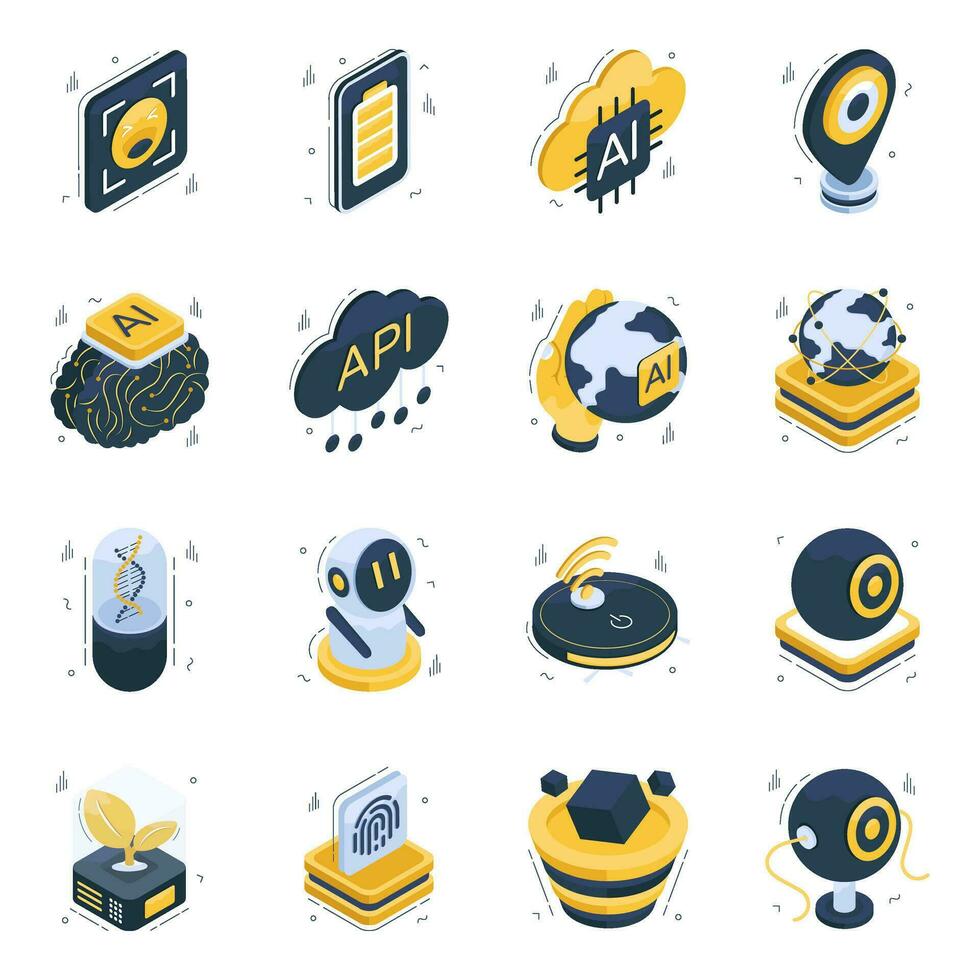 Pack of Ai Isometric Icons vector