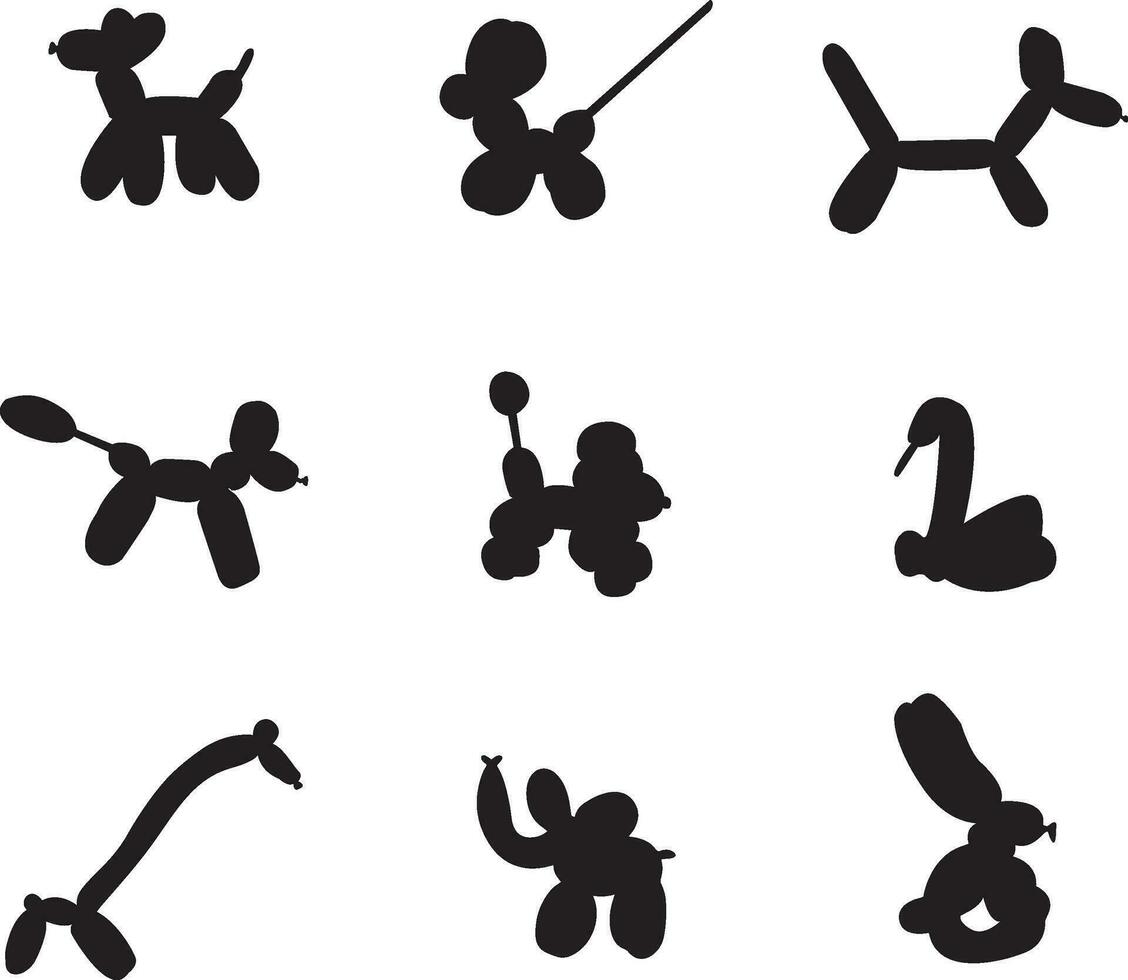 A vector collection of Balloon Animals for artwork compositions