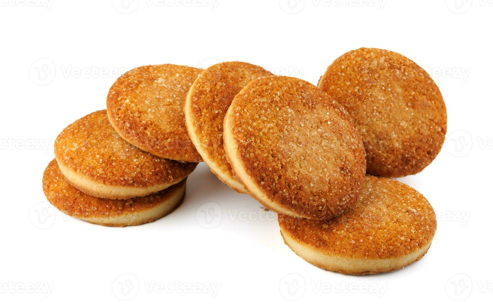 Beautiful round cookies isolated on a white background. A few cookies. Row of cookies. photo