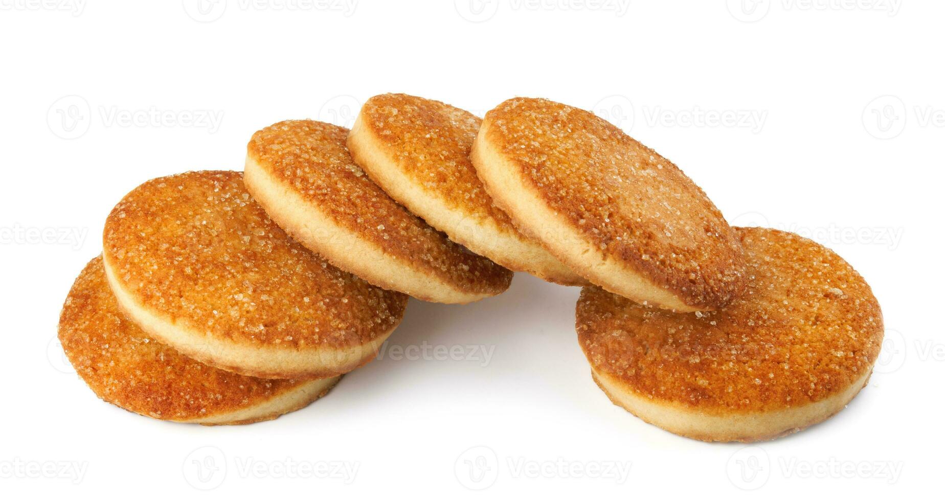 Beautiful round cookies isolated on a white background. A few cookies. Row of cookies. photo