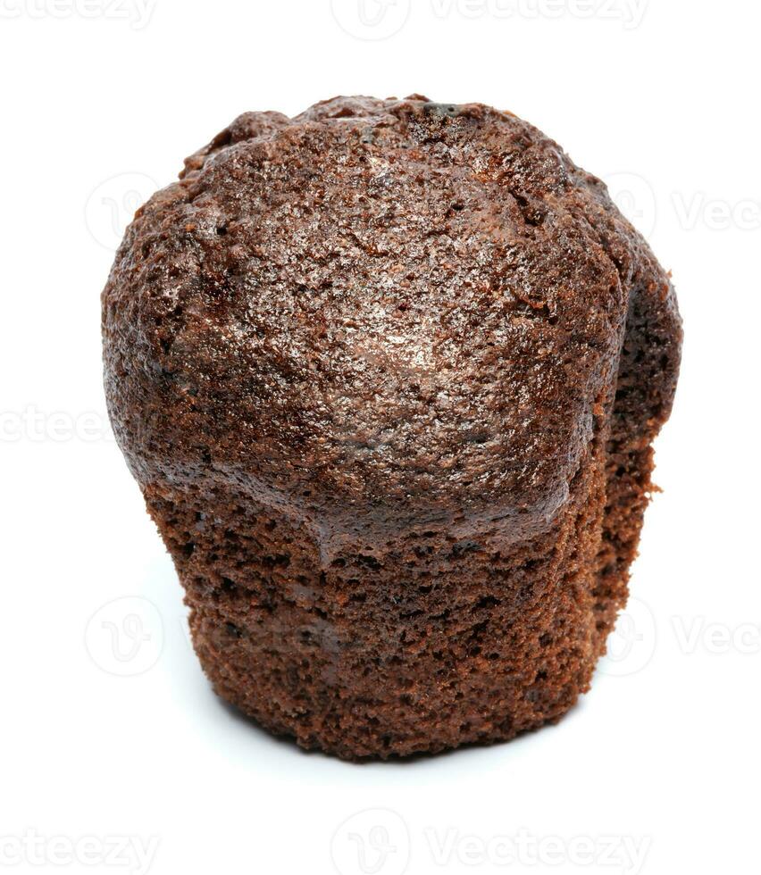 Chocolate muffin isolated on white background . Muffin with chocolate chips. photo