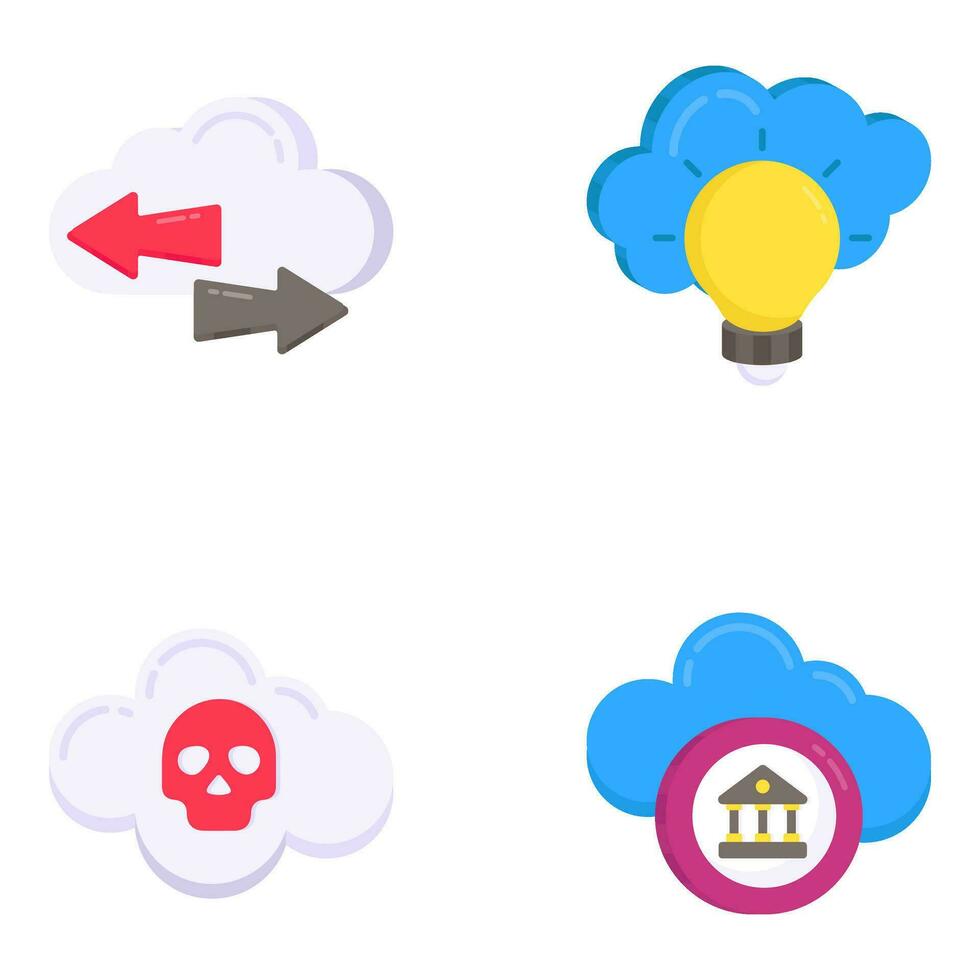Pack of Cloud Computing and Technology Flat Icons vector