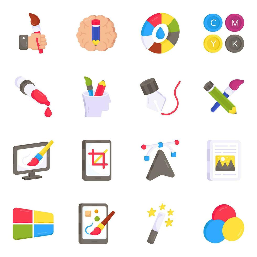 Pack of Designing Flat Icons vector