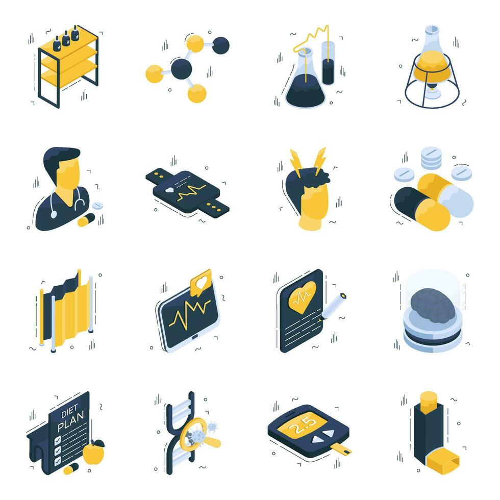 Pack of Medical and Pharmacy Flat Icons vector
