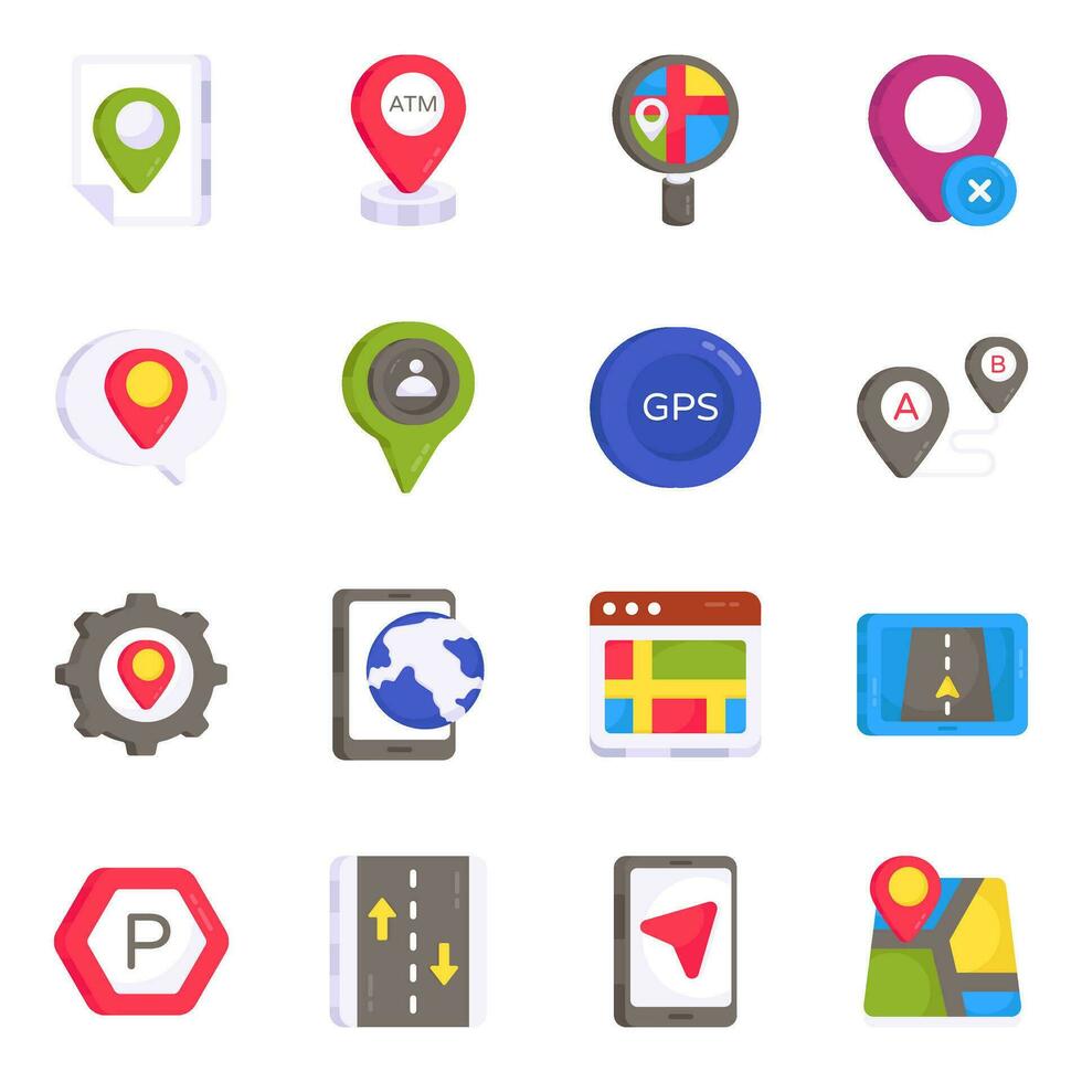 Pack of Direction Flat Icons vector