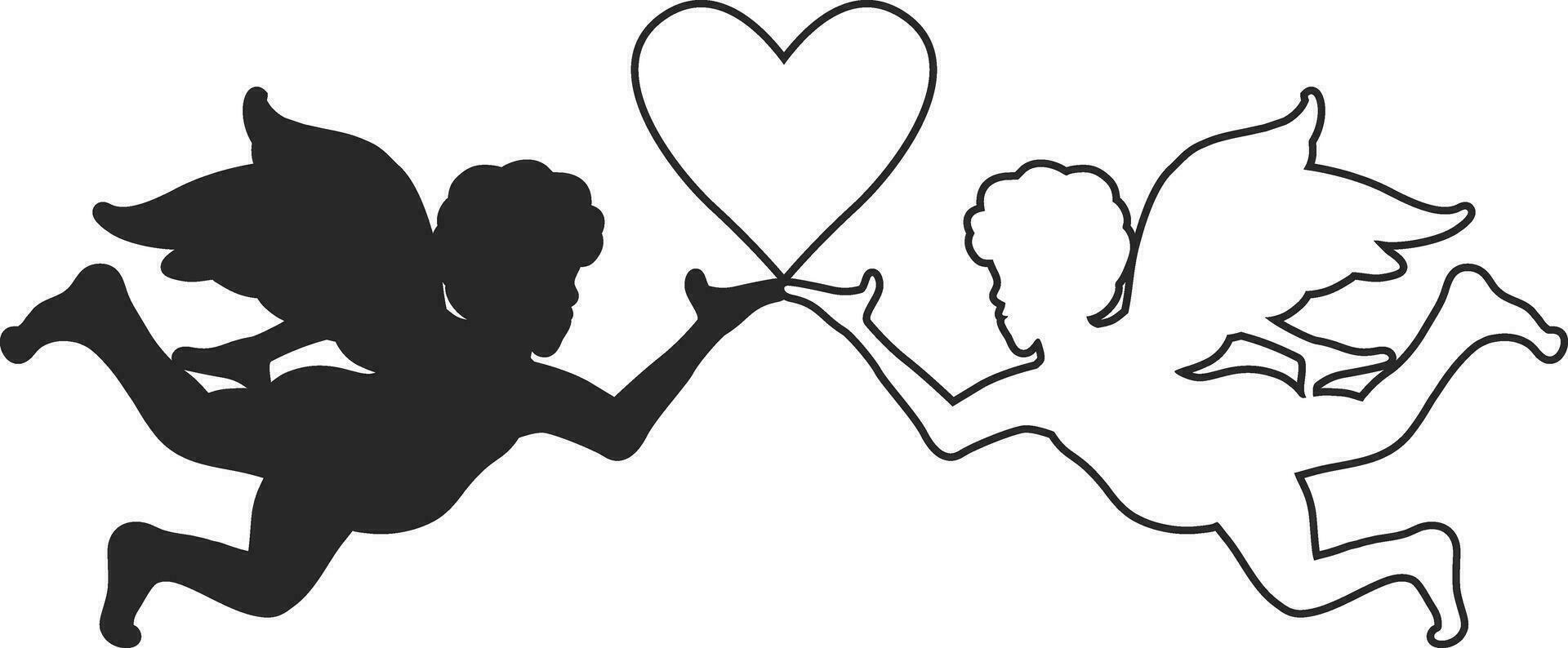 Cupid silhouette vector illustration