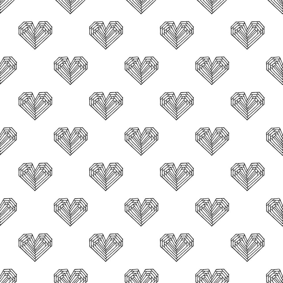 Seamless pattern with hand drawn heart doodle for decorative print, wrapping paper, greeting cards and fabric vector