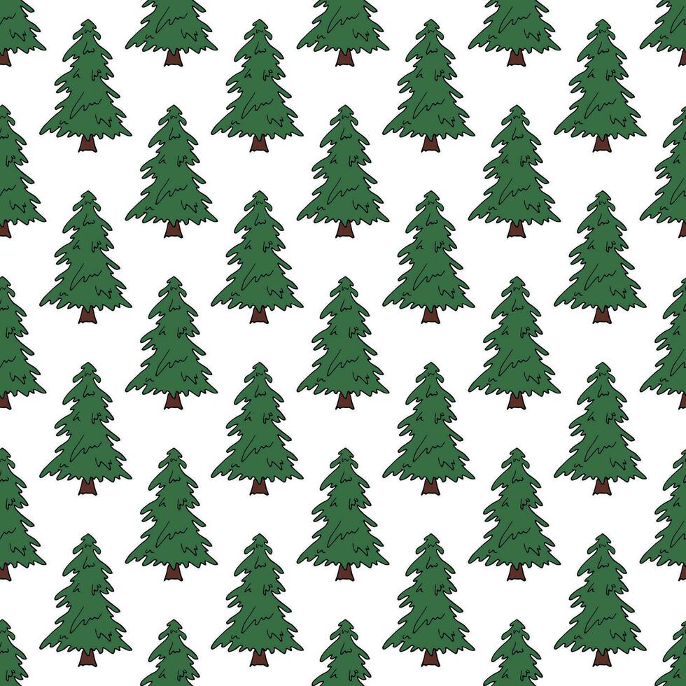 Seamless pattern with geometric minimal scandinavian Christmas tree doodle for decorative print, wrapping paper, greeting cards and fabric vector