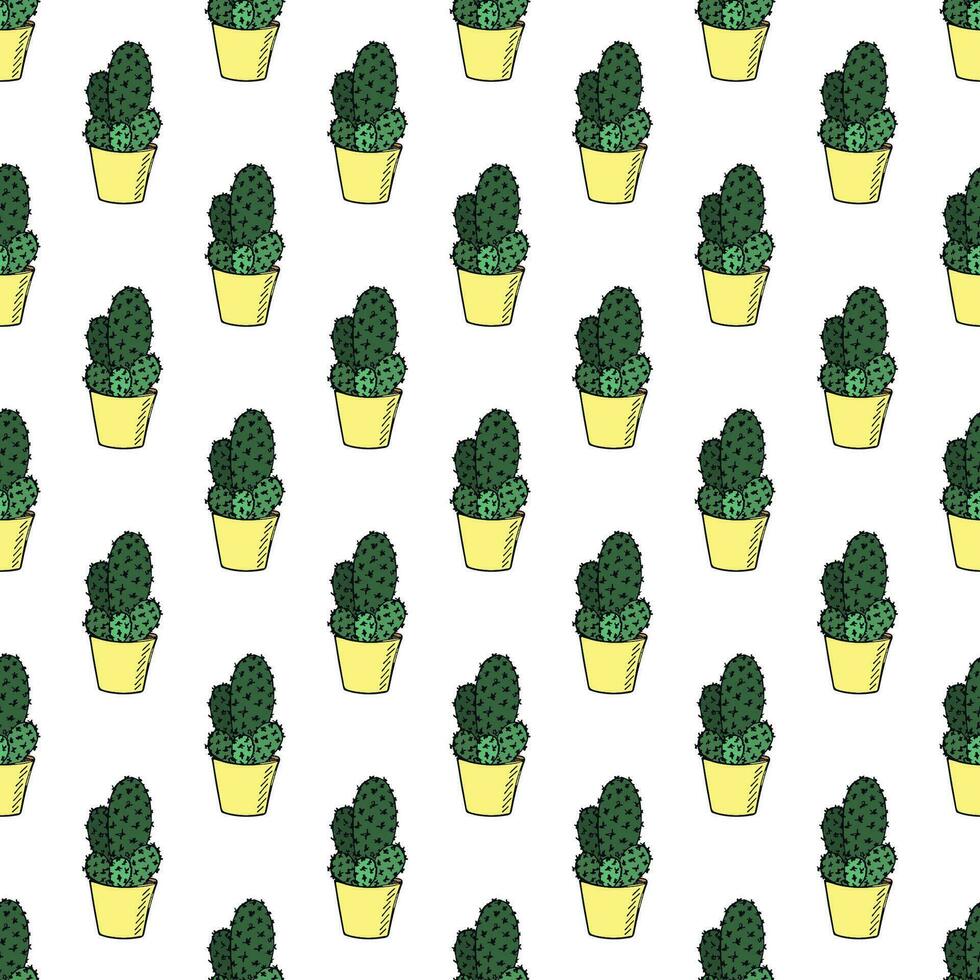 Seamless pattern with cactus doodle for decorative print, wrapping paper, greeting cards and fabric vector