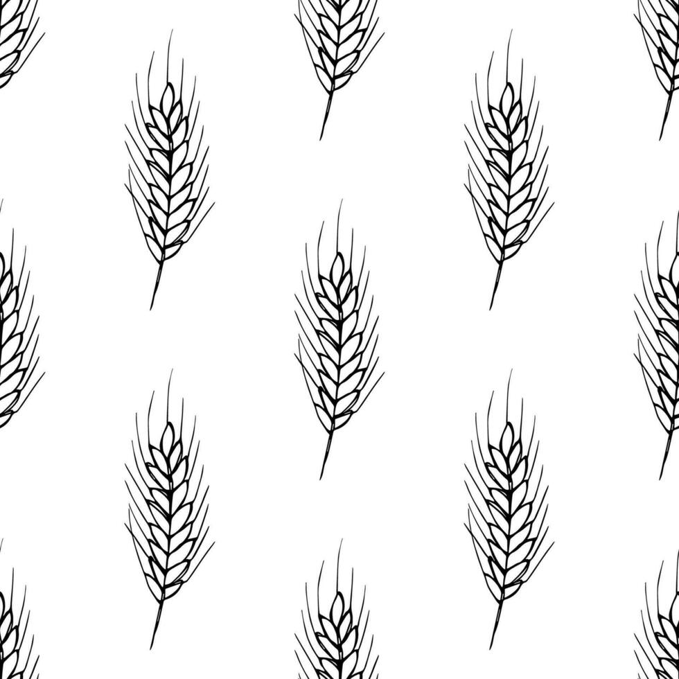 Seamless pattern with wheat doodle for decorative print, wrapping paper, greeting cards, wallpaper and fabric vector