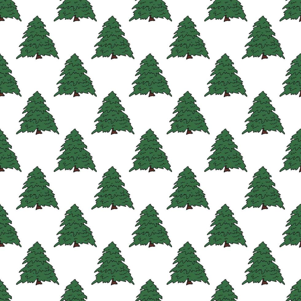 Seamless pattern with geometric minimal scandinavian Christmas tree doodle for decorative print, wrapping paper, greeting cards and fabric vector