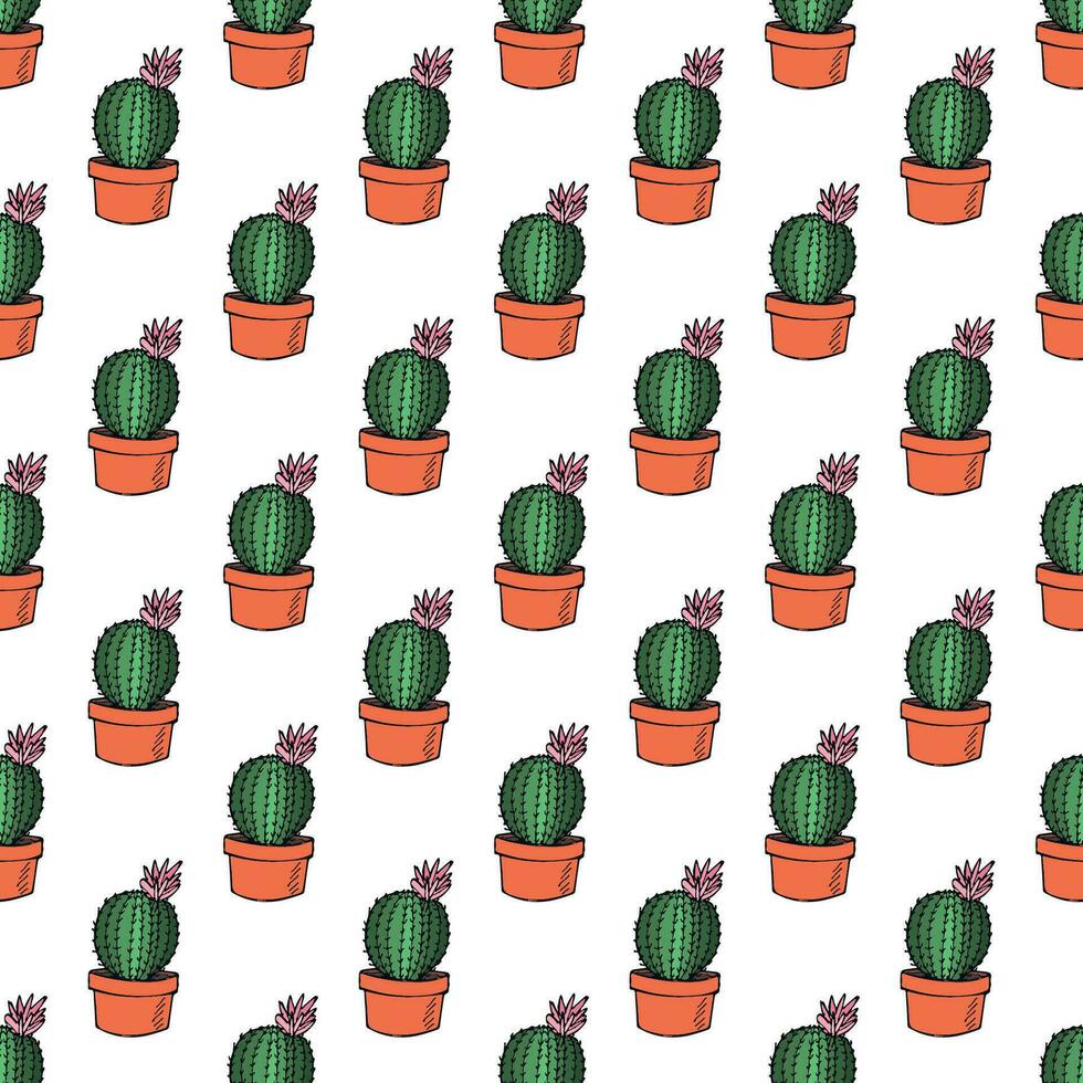Seamless pattern with cactus doodle for decorative print, wrapping paper, greeting cards and fabric vector