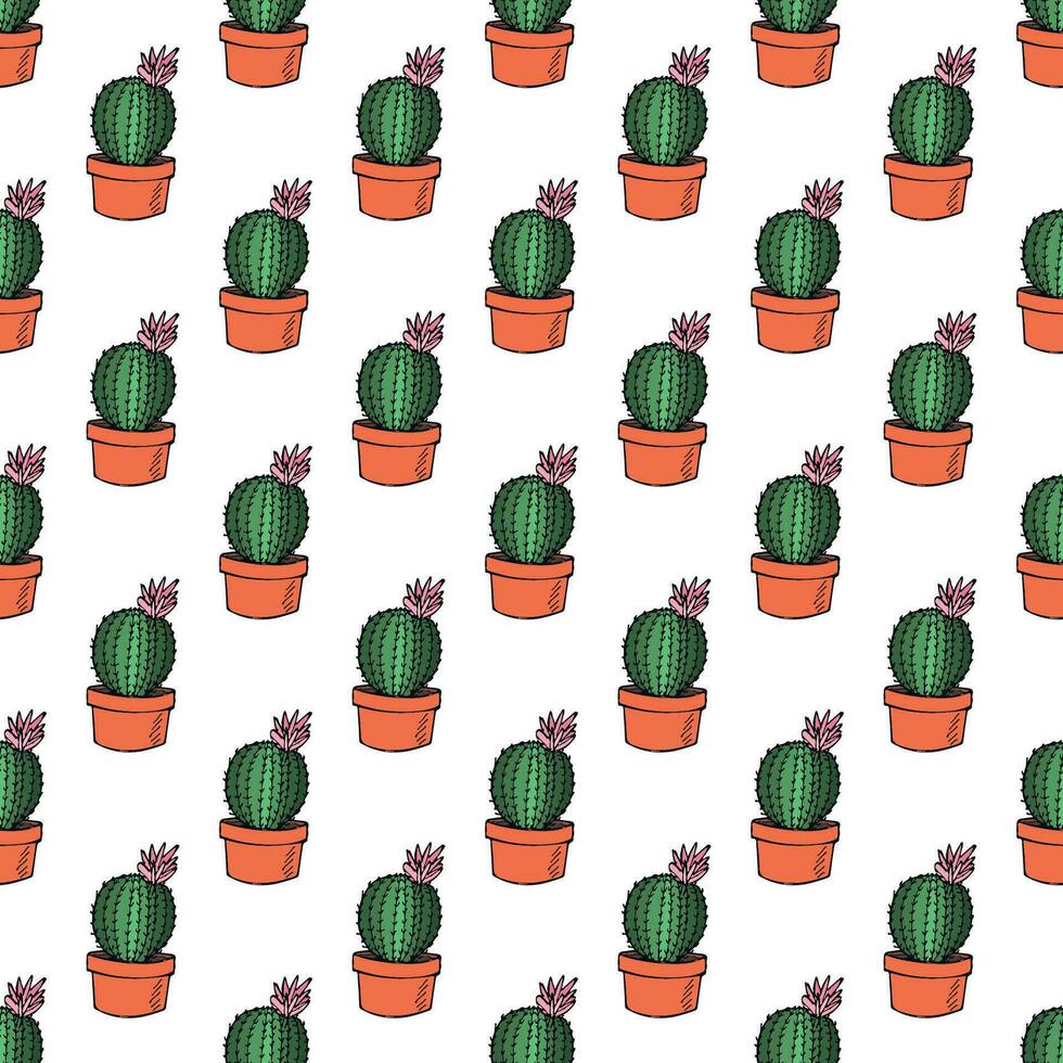 Seamless pattern with cactus doodle for decorative print, wrapping paper, greeting cards and fabric vector