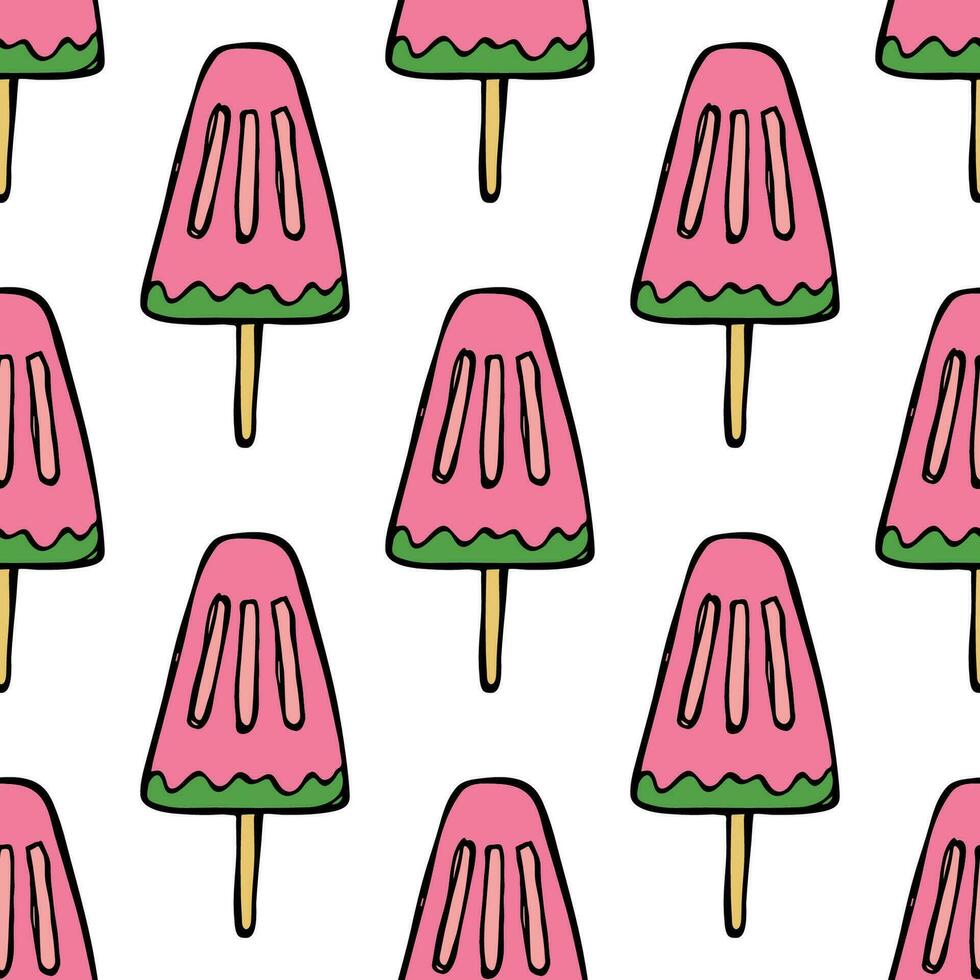 Seamless pattern with ice cream doodle for decorative print, wrapping paper, greeting cards, wallpaper and fabric vector