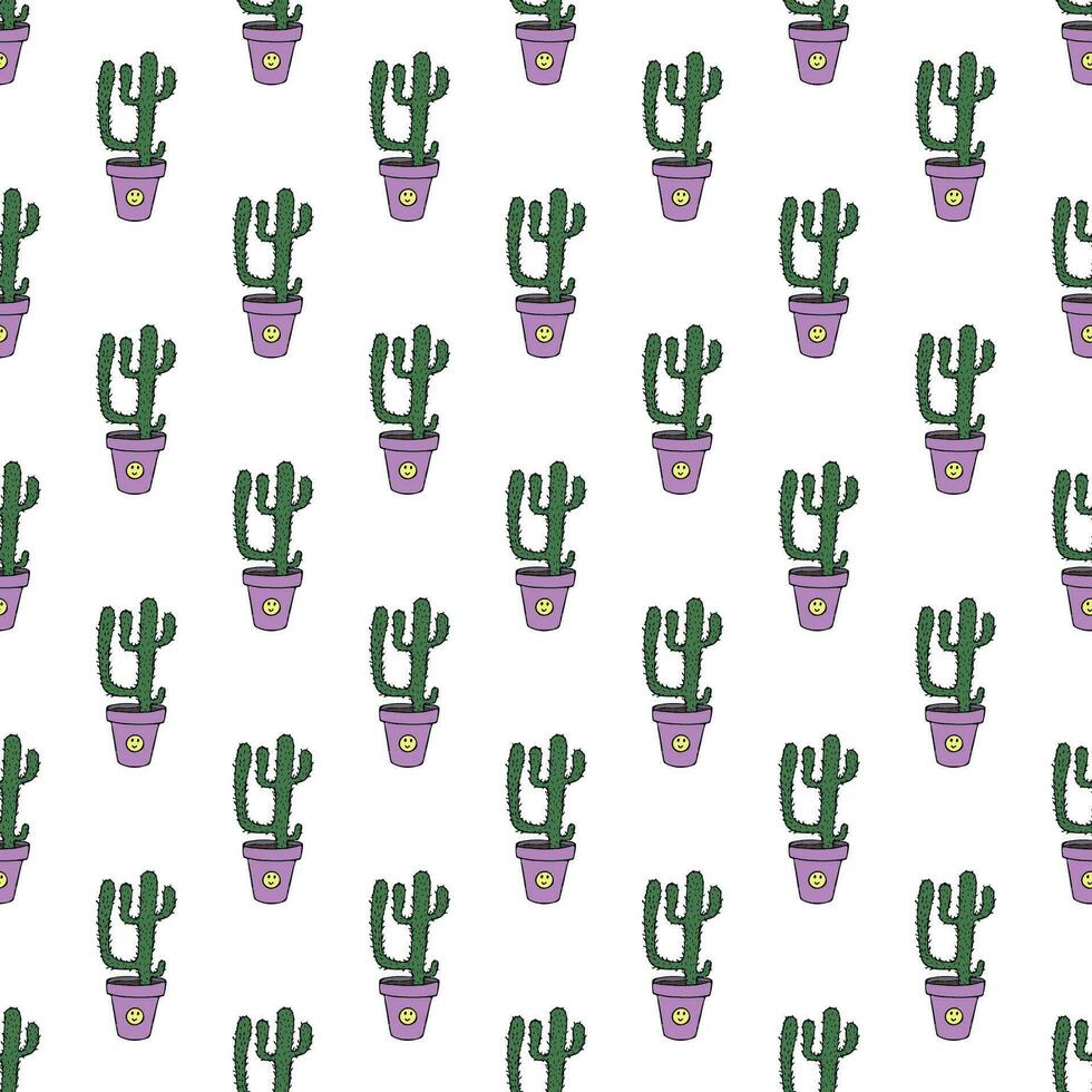 Seamless pattern with cactus doodle for decorative print, wrapping paper, greeting cards and fabric vector