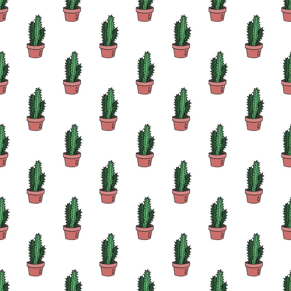 Seamless pattern with cactus doodle for decorative print, wrapping paper, greeting cards and fabric vector