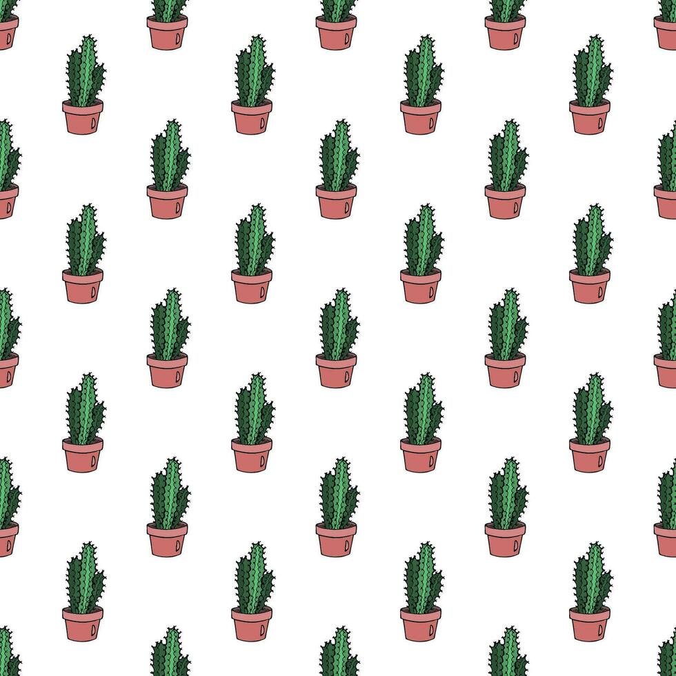 Seamless pattern with cactus doodle for decorative print, wrapping paper, greeting cards and fabric vector