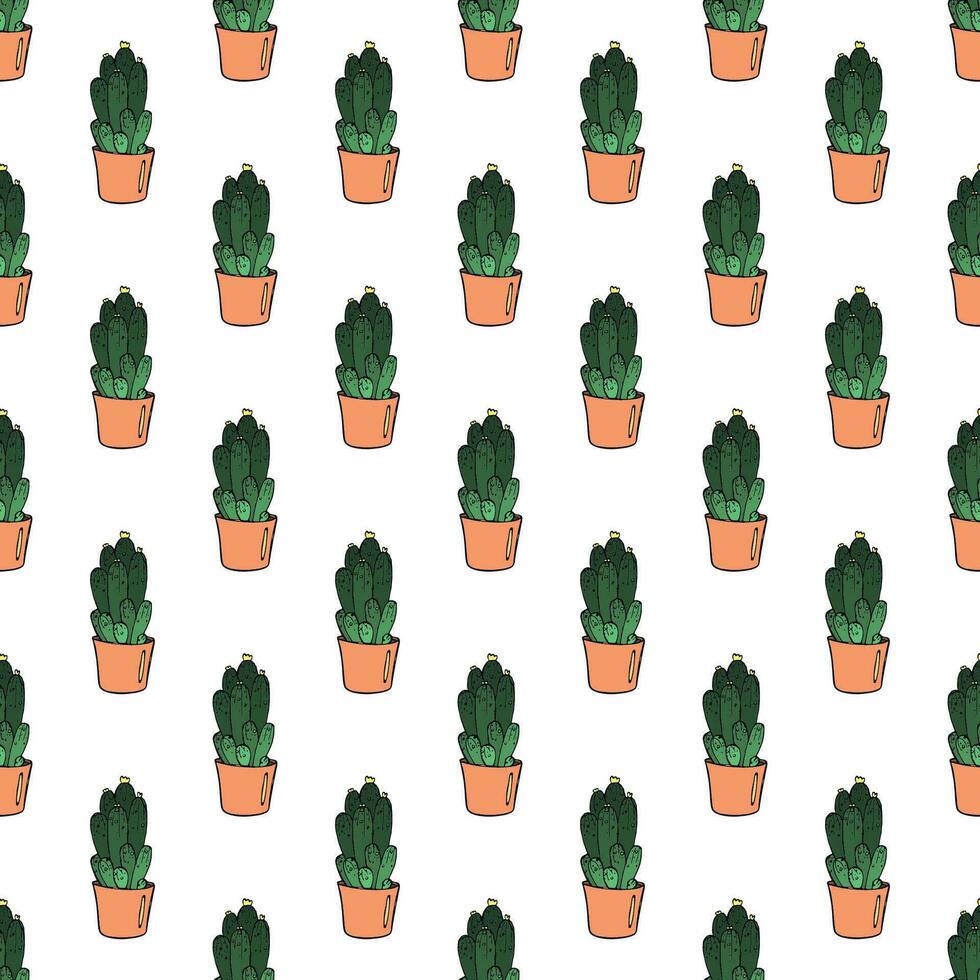 Seamless pattern with cactus doodle for decorative print, wrapping paper, greeting cards and fabric vector