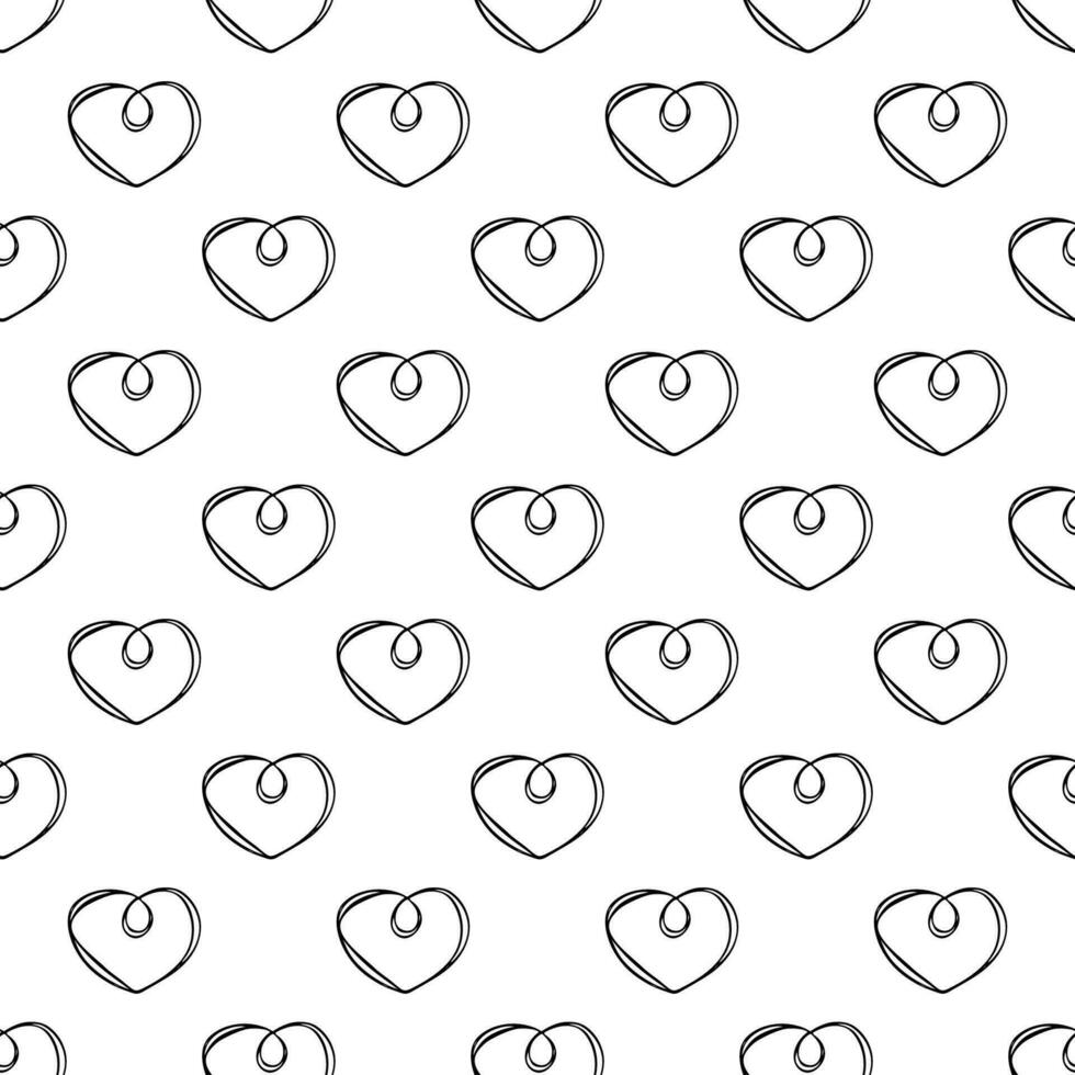 Seamless pattern with hand drawn heart doodle for decorative print, wrapping paper, greeting cards and fabric vector