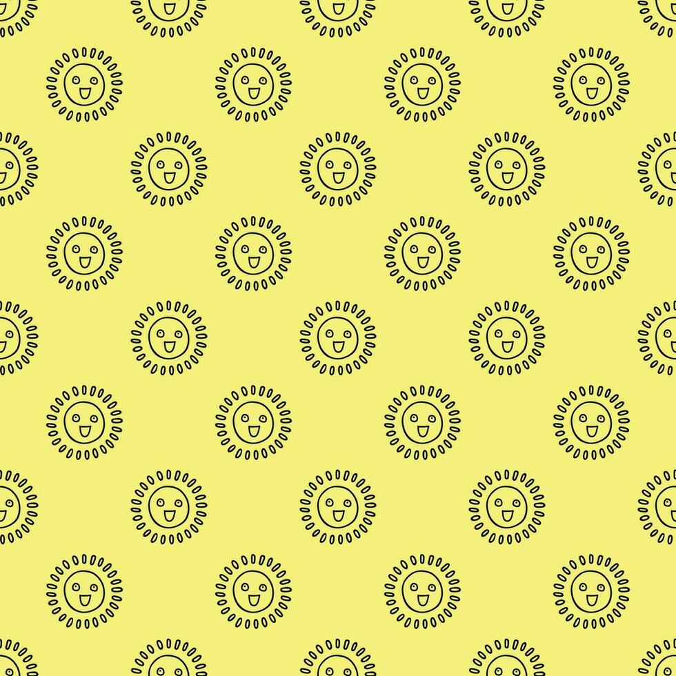 Seamless pattern with sun doodle for decorative print, wrapping paper, greeting cards, wallpaper and fabric vector