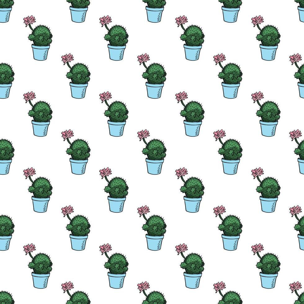 Seamless pattern with cactus doodle for decorative print, wrapping paper, greeting cards and fabric vector