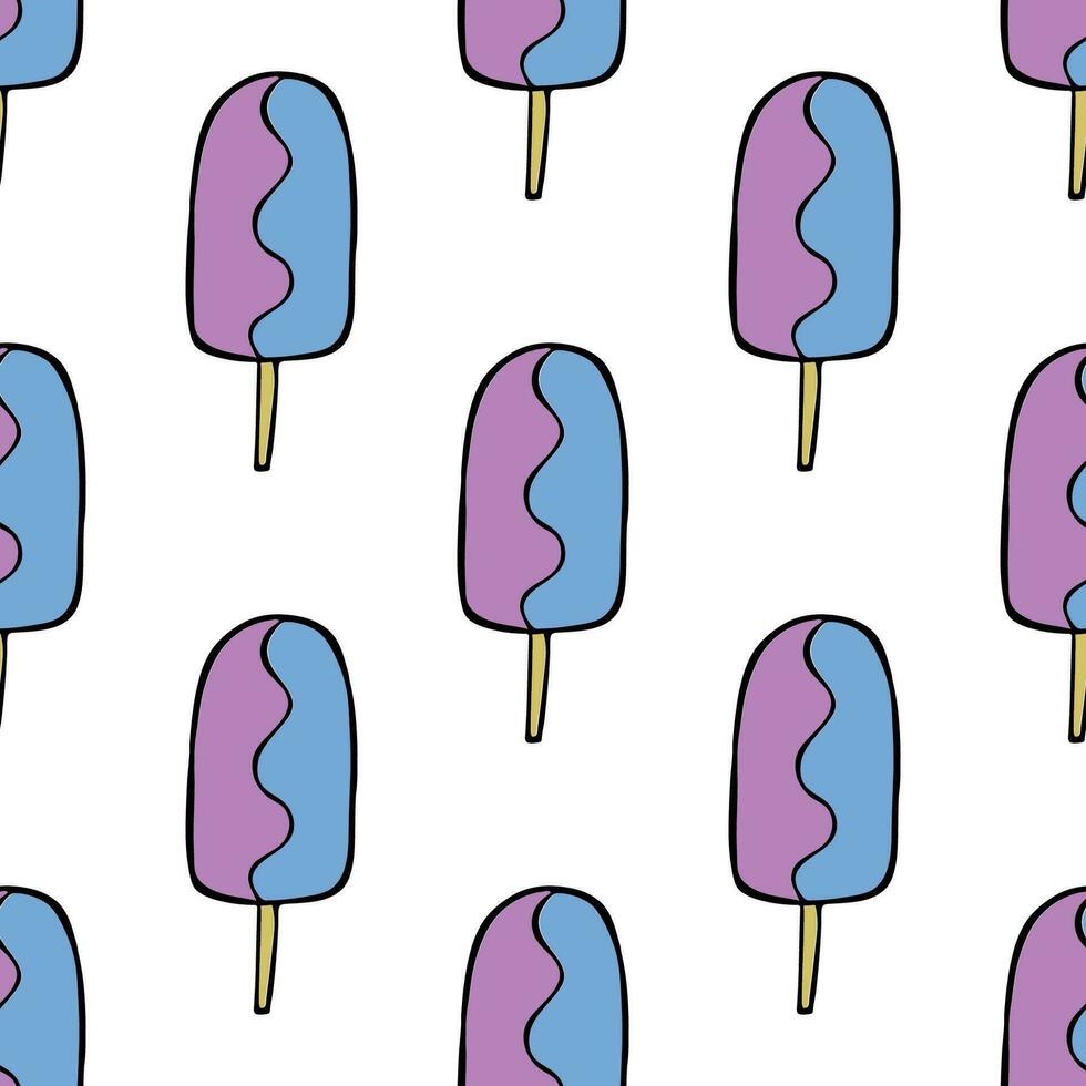 Seamless pattern with ice cream doodle for decorative print, wrapping paper, greeting cards, wallpaper and fabric vector