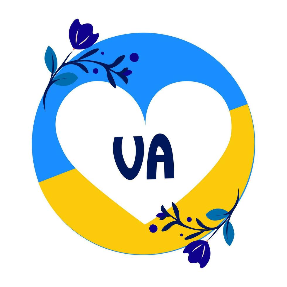 the ukraine flag with a heart and the ua vector