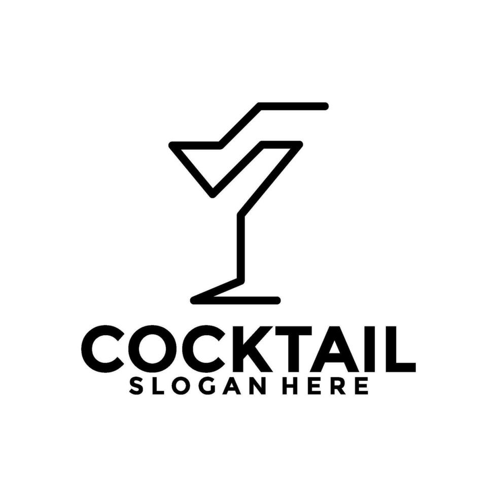 Cocktail logo design vector vintage. alcohol drink icon. cocktail glass vector retro design template