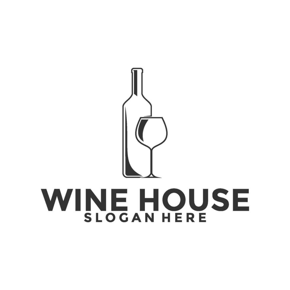 Wine House logo, Bar and restaurant logo design template vector